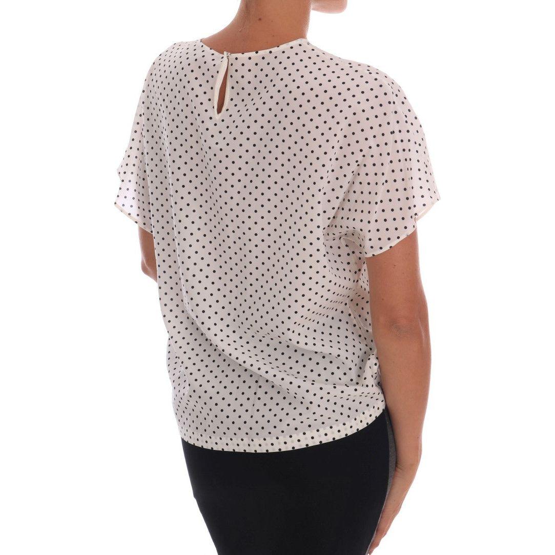 Dolce & Gabbana Chic Polka Dot Silk Blouse white-polka-dotted-silk-t-shirt-top