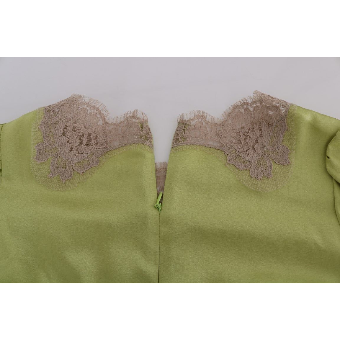 Dolce & Gabbana Elegant Floral Lace Silk Blouse green-silk-stretch-blouse-top