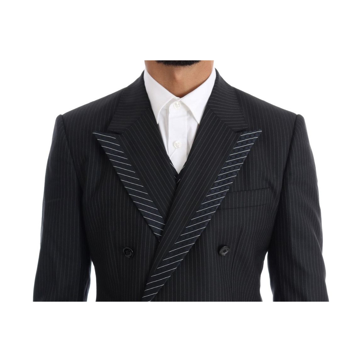 Dolce & Gabbana Elegant Gray Striped Wool Silk Men's 3-Piece Suit Suit gray-double-breasted-3-piece-suit 460447-gray-double-breasted-3-piece-suit-3.jpg