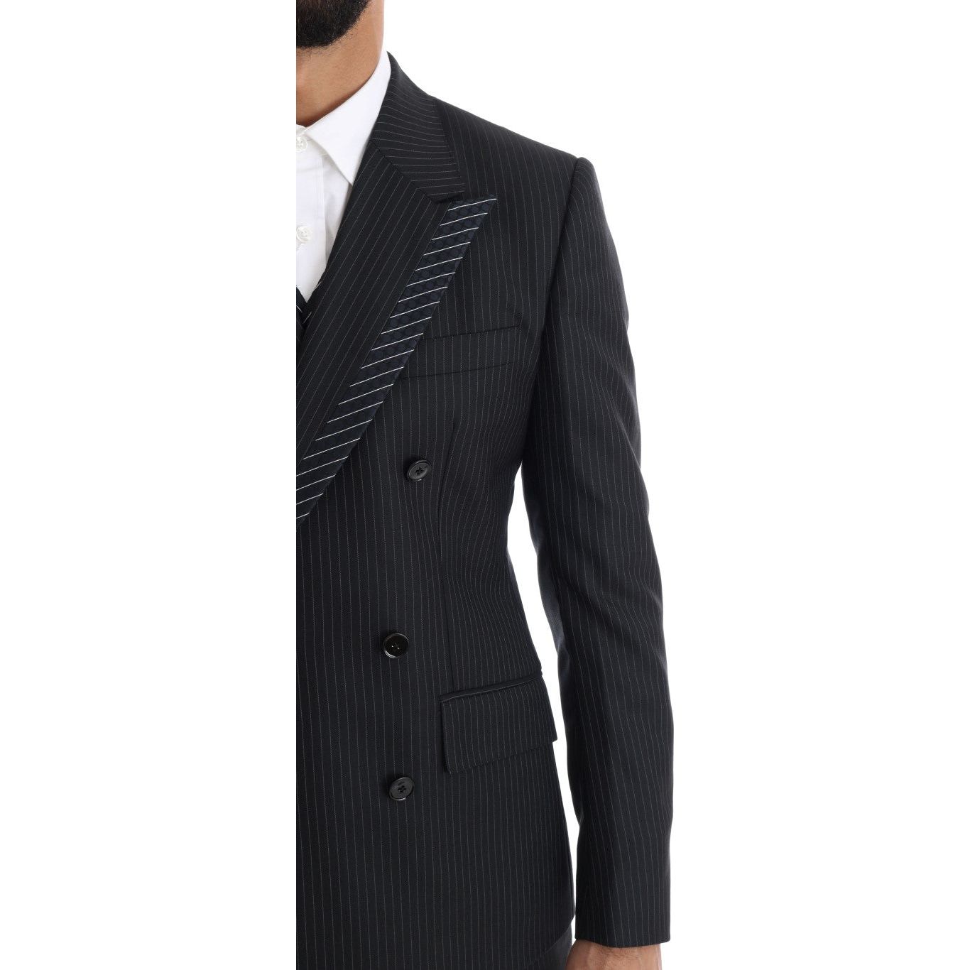 Dolce & Gabbana Elegant Gray Striped Wool Silk Men's 3-Piece Suit Suit gray-double-breasted-3-piece-suit 460447-gray-double-breasted-3-piece-suit-4.jpg
