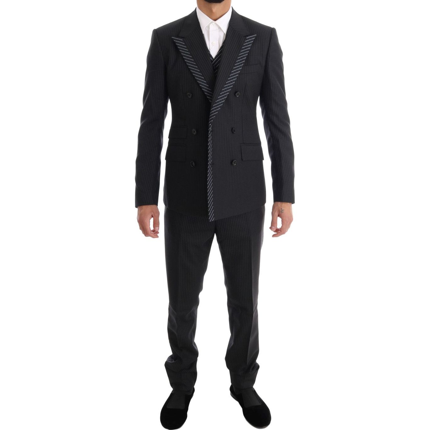 Dolce & Gabbana Elegant Gray Striped Wool Silk Men's 3-Piece Suit Suit gray-double-breasted-3-piece-suit 460447-gray-double-breasted-3-piece-suit-5.jpg