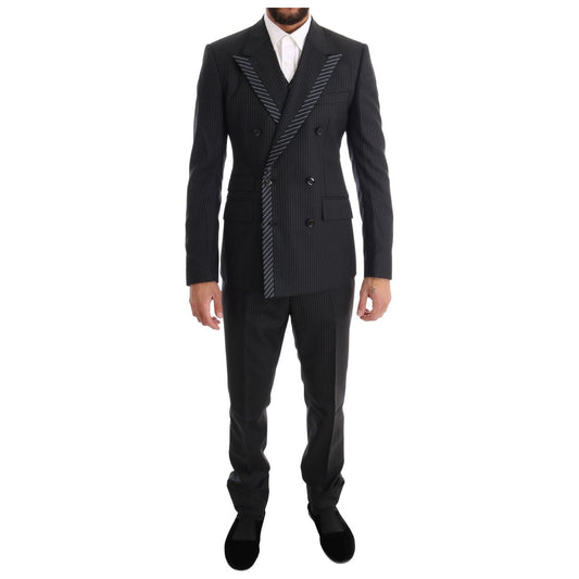 Dolce & Gabbana Elegant Gray Striped Wool Silk Men's 3-Piece Suit Suit gray-double-breasted-3-piece-suit 460447-gray-double-breasted-3-piece-suit.jpg