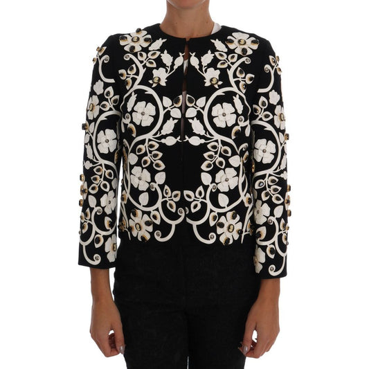 Dolce & Gabbana Floral Embroidered Crystal Wool Coat Jacket Coats & Jackets black-baroque-floral-crystal-jacket
