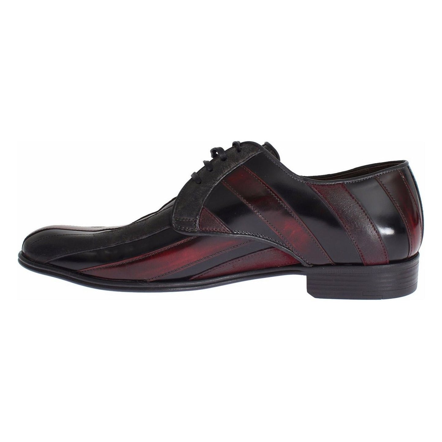 Dolce & Gabbana Elegant Black Bordeaux Striped Leather Dress Shoes Dress Shoes black-bordeaux-leather-dress-formal-shoes