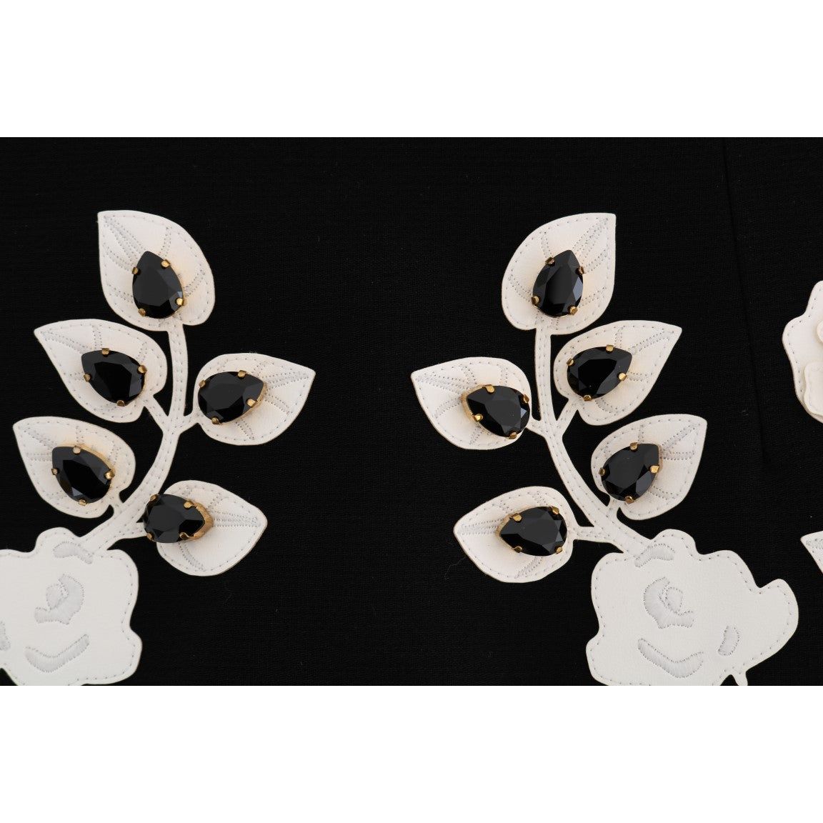 Dolce & Gabbana | Black Crystal Floral Pencil Skirt | McRichard Designer Brands
