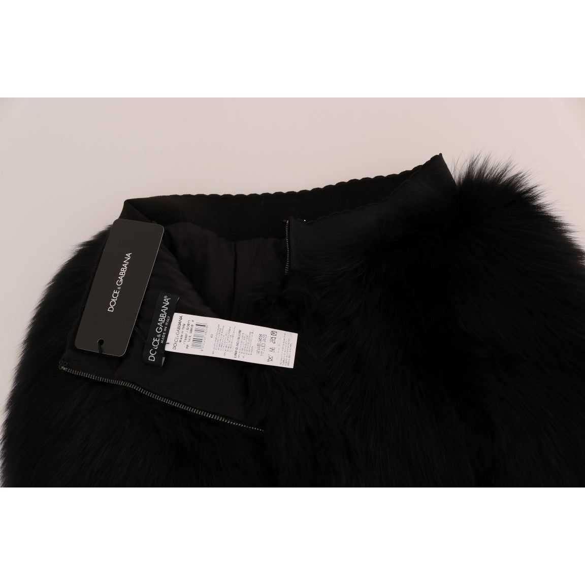Dolce & Gabbana Elegant Black Fur Mini Shorts Hot Pants black-lamb-fox-fur-mini-hot-pants