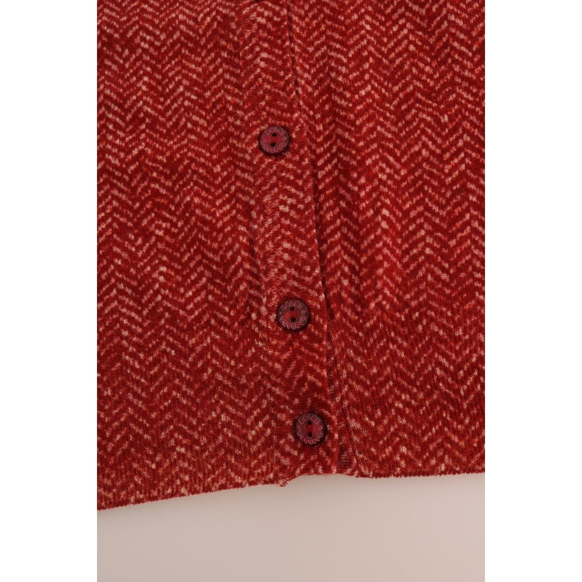 Dolce & Gabbana Red Wool Cardigan Sweater red-wool-top-cardigan-sweater