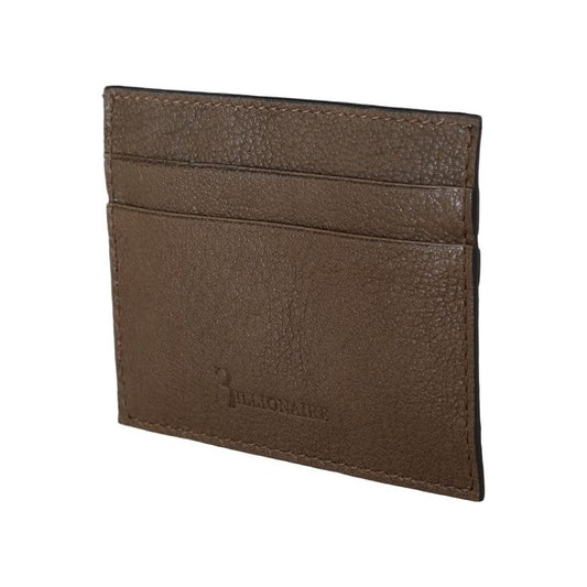 Billionaire Italian Couture Elegant Turtledove Leather Men's Wallet brown-leather-cardholder-wallet-1 Wallet