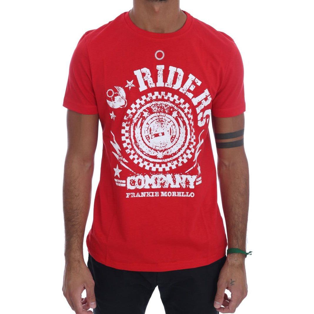 Frankie Morello Chic Red 'RIDERS' Motive Crewneck Tee red-cotton-riders-crewneck-t-shirt 463837-red-cotton-riders-crewneck-t-shirt.jpg