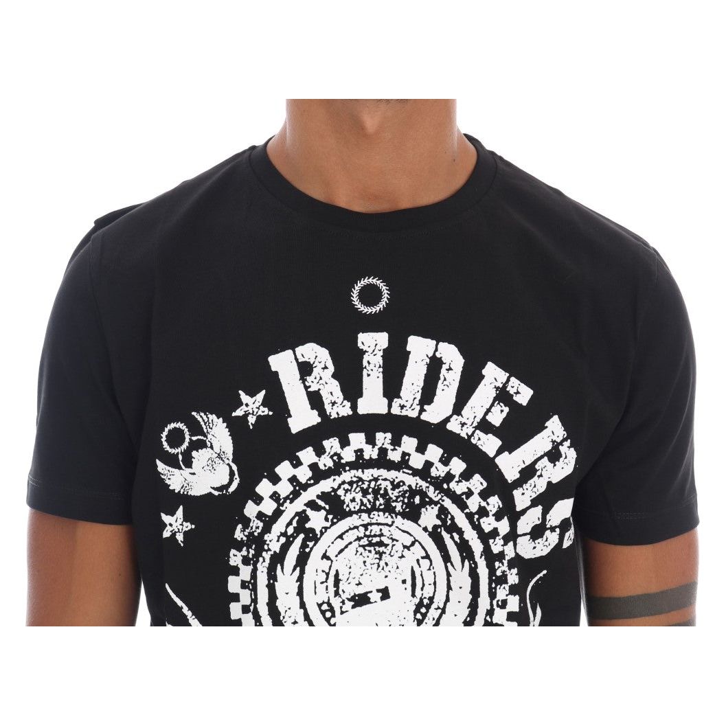 Frankie Morello Chic Black Crewneck Tee with 'RIDERS' Motif black-cotton-riders-crewneck-t-shirt 463873-black-cotton-riders-crewneck-t-shirt-3.jpg