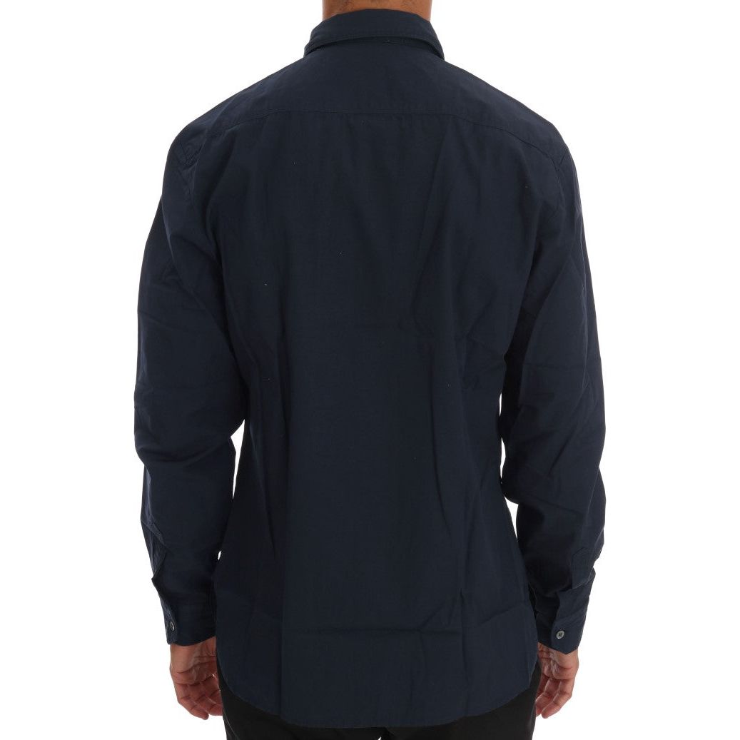 John Galliano | Blue Casual Cotton Long Sleeve Shirt | McRichard Designer Brands