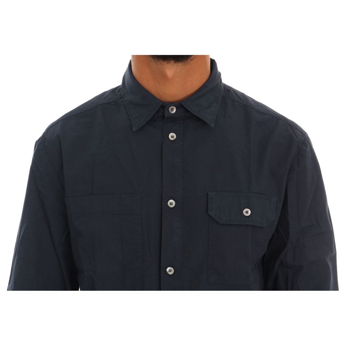 John Galliano | Blue Casual Cotton Long Sleeve Shirt | McRichard Designer Brands