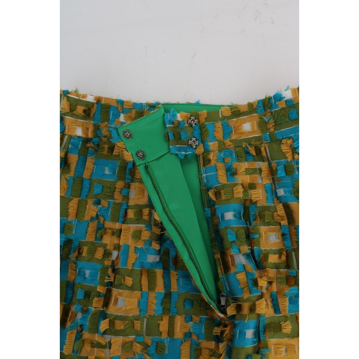 Dolce & Gabbana Elegant Green Jacquard High Waist Skirt multicolor-jacquard-straight-pencil-skirt