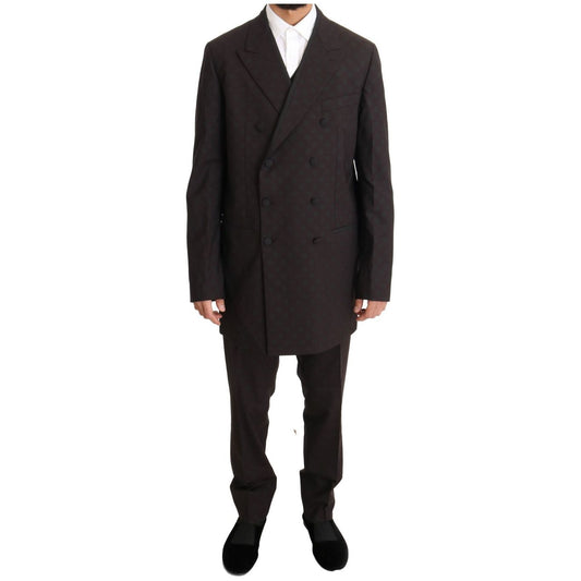 Dolce & Gabbana Elegant Bordeaux Polka Dot Wool Suit Suit bordeaux-wool-stretch-long-3-piece-suit-1 464570-bordeaux-wool-stretch-long-3-piece-suit-2.jpg