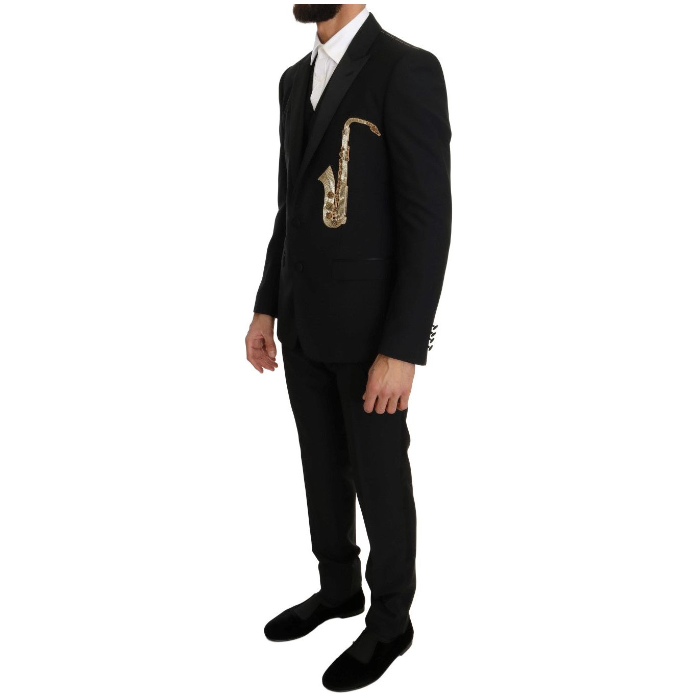 Dolce & Gabbana Elegant Black Three-Piece Suit with Saxophone Embroidery black-wool-silk-saxophone-slim-fit-suit Suit 464821-black-wool-silk-saxophone-slim-fit-suit-1.jpg