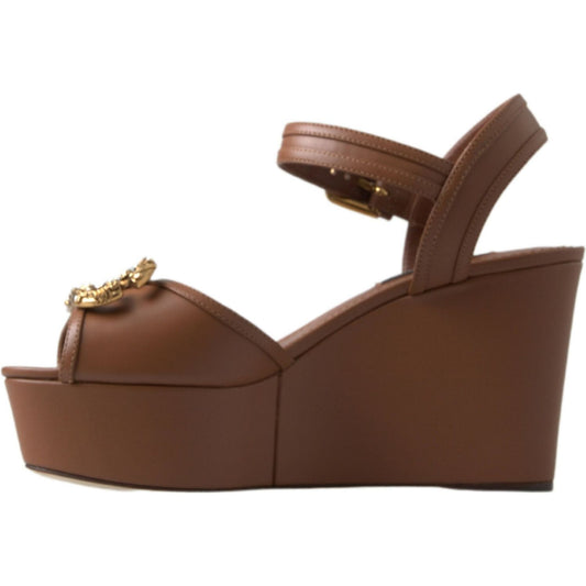 Dolce & Gabbana Chic Brown Leather Ankle Strap Wedges brown-leather-amore-wedges-sandals-shoes 465A0044-scaled-f1f7ce28-7cc.jpg