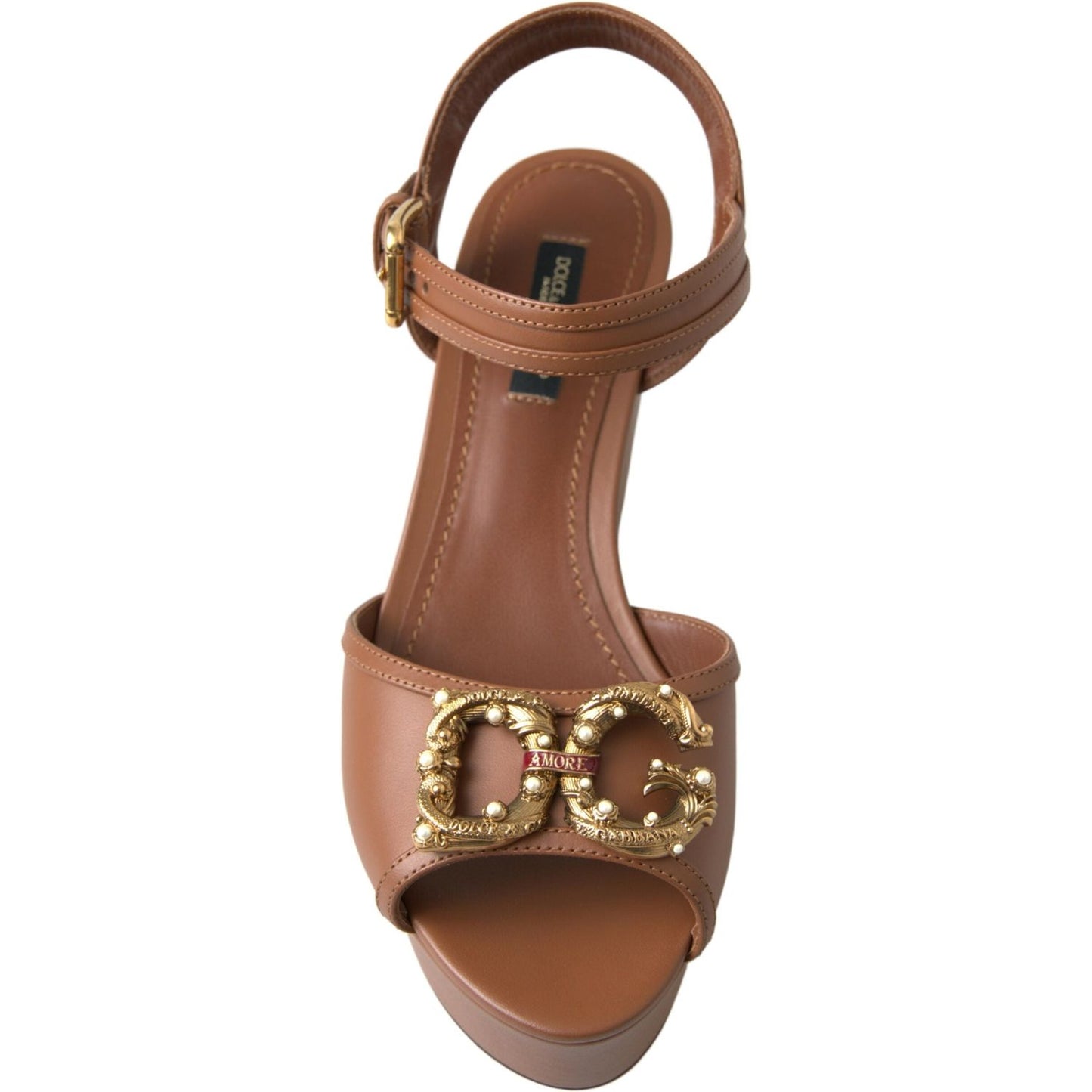 Dolce & Gabbana Chic Brown Leather Ankle Strap Wedges brown-leather-amore-wedges-sandals-shoes 465A0046-scaled-c5cc23b2-557.jpg