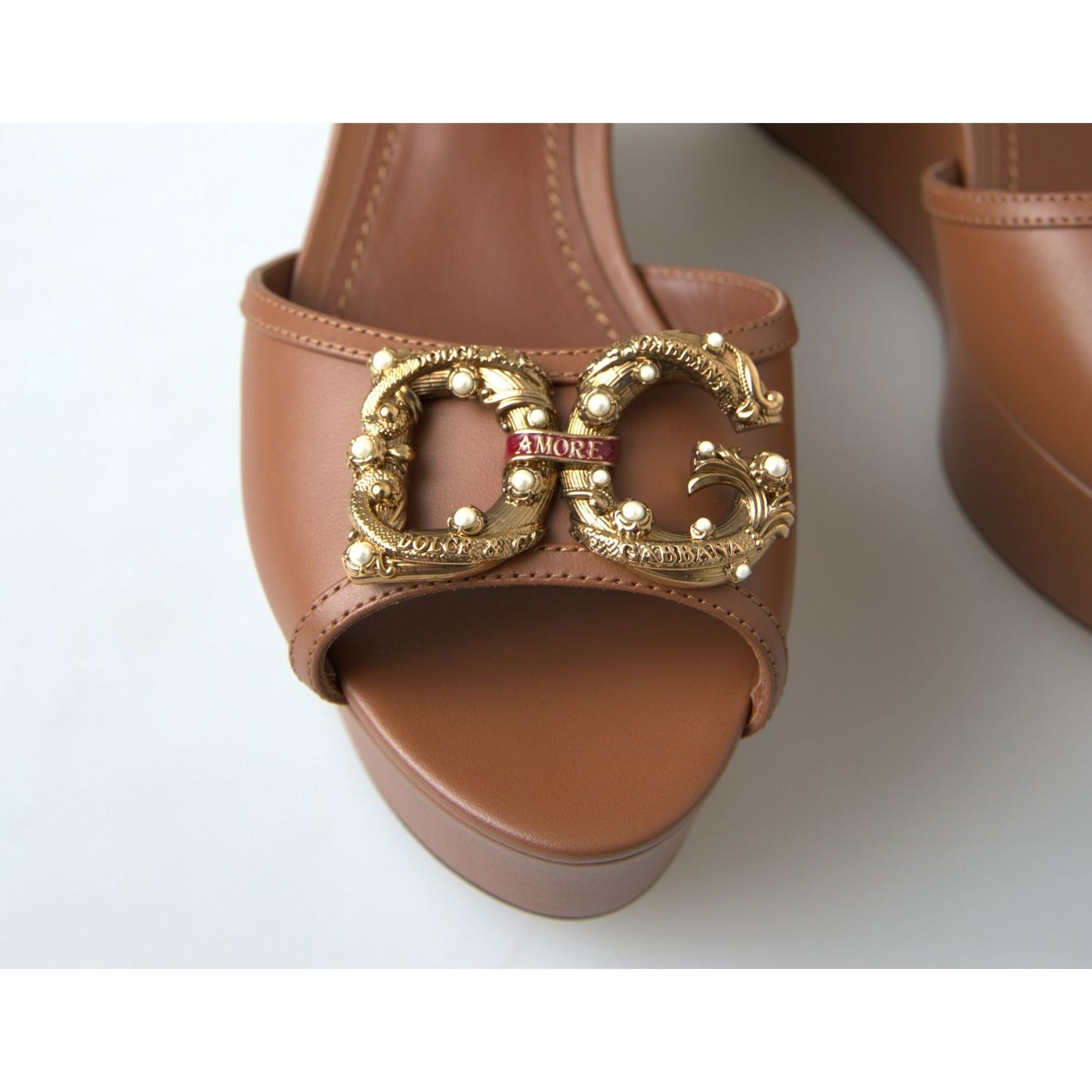 Dolce & Gabbana Chic Brown Leather Ankle Strap Wedges brown-leather-amore-wedges-sandals-shoes 465A0049-scaled-c3d04cbb-529.jpg