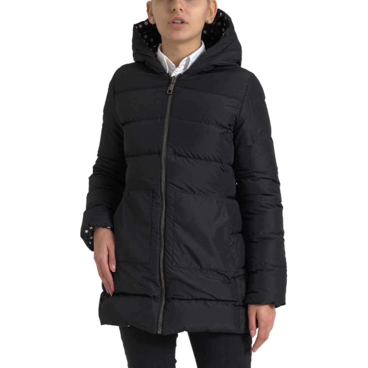 Dolce & Gabbana Elegant Full Zip Black Hooded Jacket black-polyester-hooded-blouson-full-zip-jacket