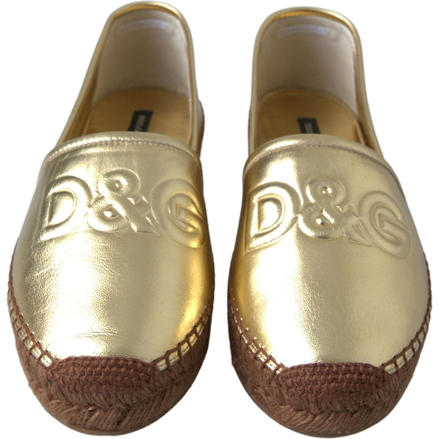 Dolce & Gabbana Golden Elegance Leather Espadrilles gold-leather-d-g-loafers-flats-espadrille-shoes