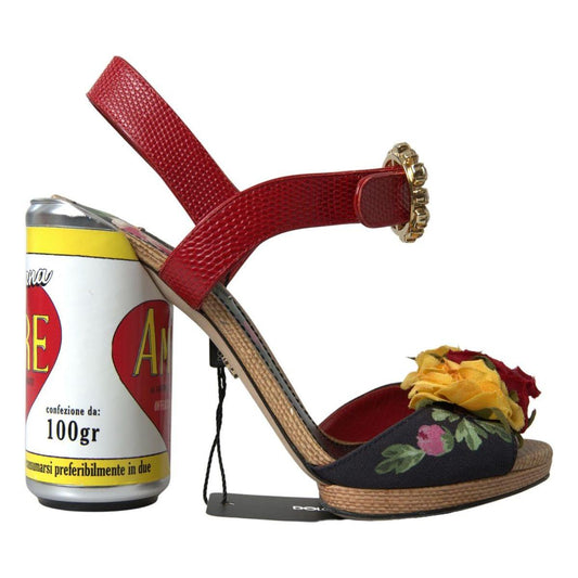 Dolce & Gabbana Elegant Ankle Strap Sandals with Crystal Buckle multicolor-crystal-leather-amore-heels-sandals