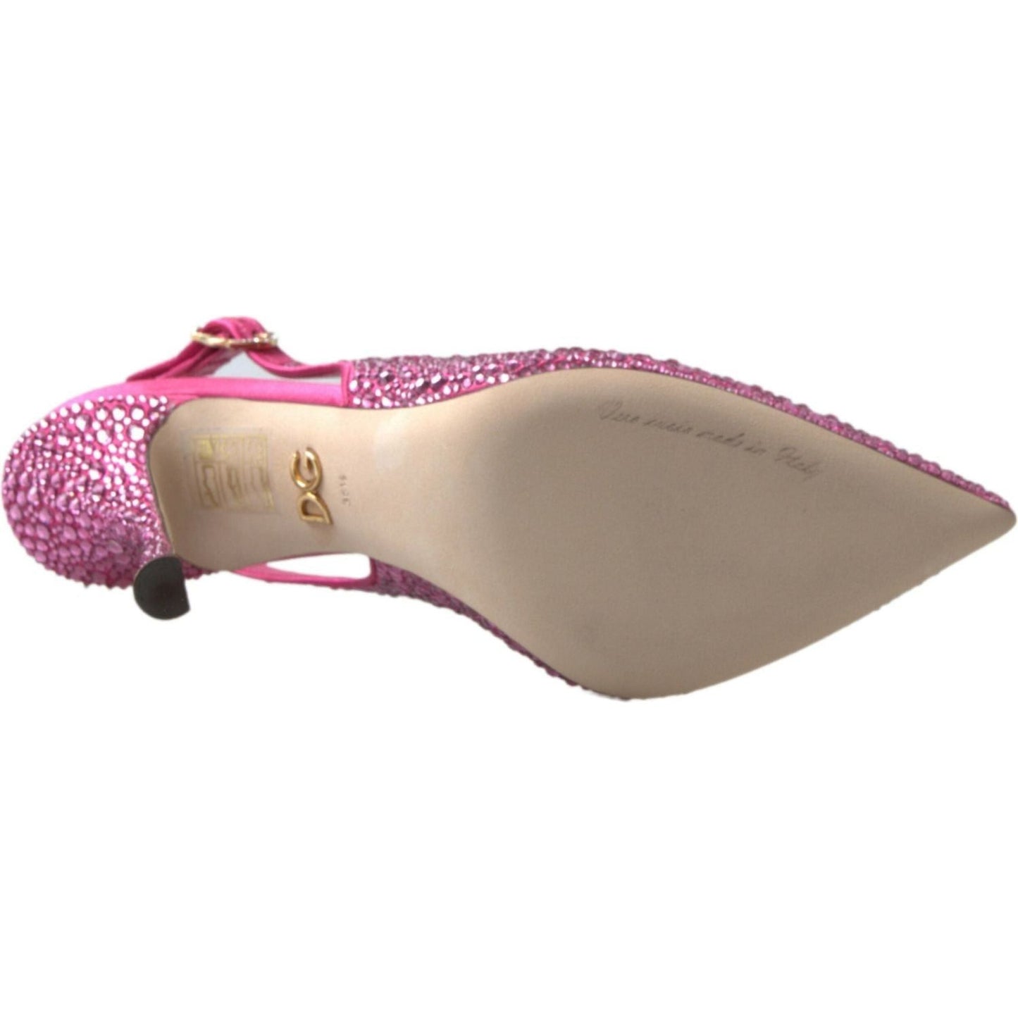 Dolce & Gabbana Elegant Slingback Heels in Pink Silk Blend pink-slingbacks-crystal-pumps-shoes