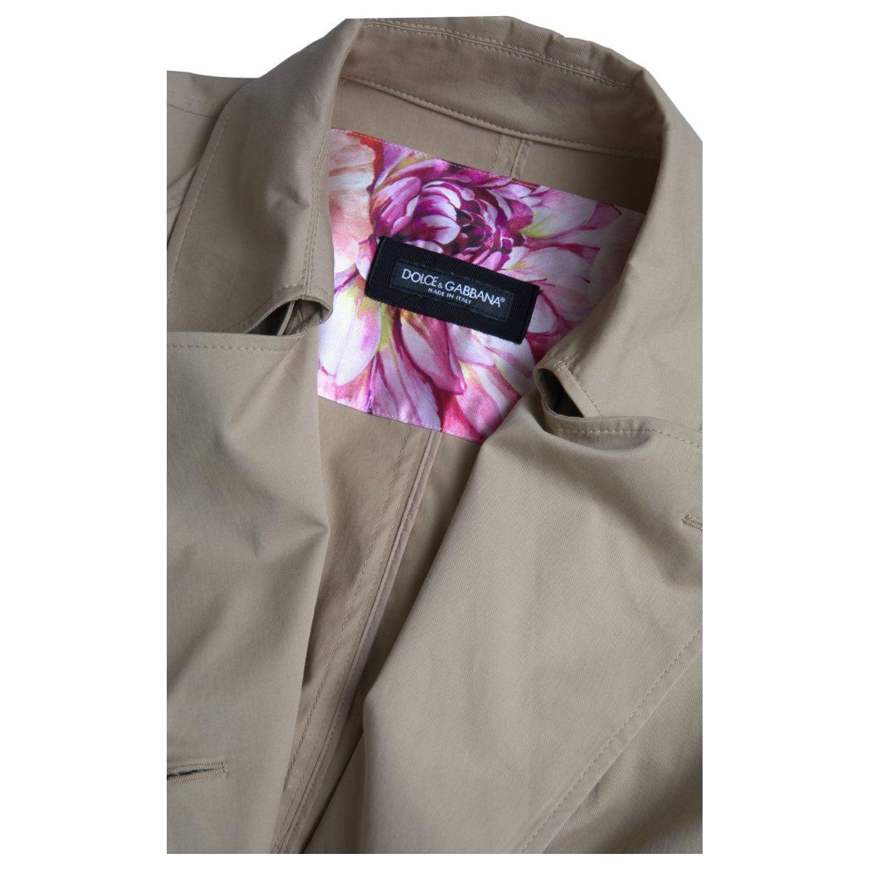 Dolce & Gabbana Elegant Double Breasted Trench Coat khaki-double-breasted-trench-coat-jacket