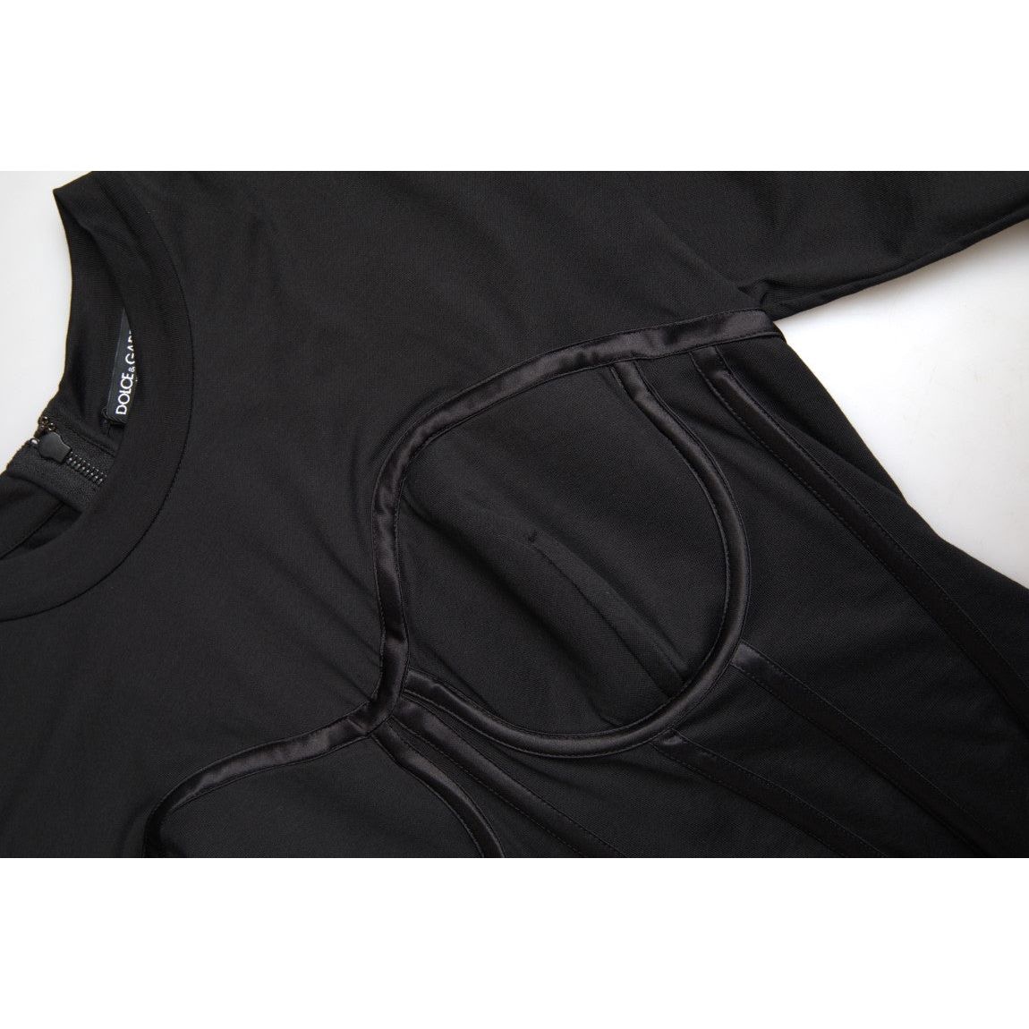 Dolce & Gabbana Timeless Black Silk Blend Corset Top black-cotton-corset-short-sleeves-tee-top