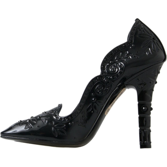 Dolce & Gabbana Elegant Black Crystal Cinderella Pumps black-cinderella-floral-crystal-heels-shoes 465A0194-scaled-72d9714b-d49.jpg