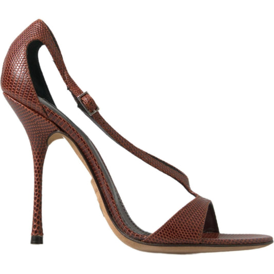 Dolce & Gabbana Elegant Strappy Leather Heels Sandals brown-leather-high-heels-sandals-shoes
