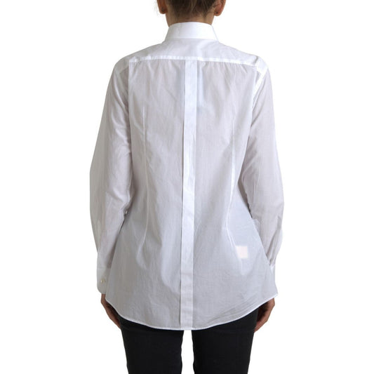 Dolce & Gabbana Elegant White Cotton Poplin Dress Shirt cotton-collared-long-sleeves-shirt-white