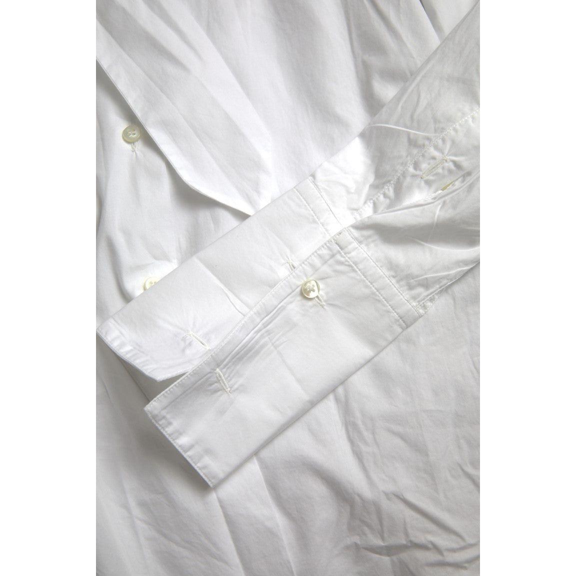 Dolce & Gabbana Elegant White Cotton Long Sleeve Shirt white-cotton-ascot-collar-long-sleeves-top