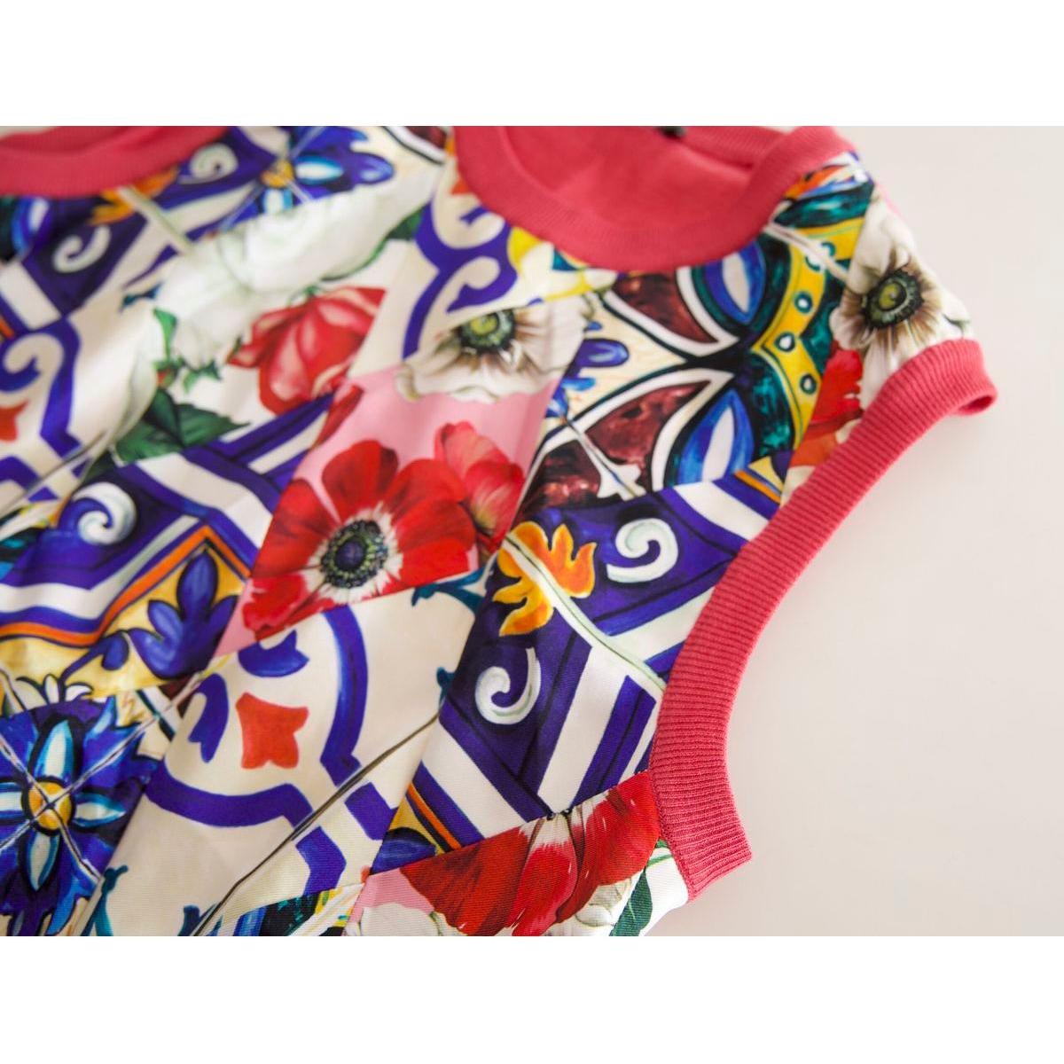 Dolce & Gabbana Elegant Cashmere-Silk Blend Crew Neck Top multicolor-majolica-floral-crew-neck-tank-top