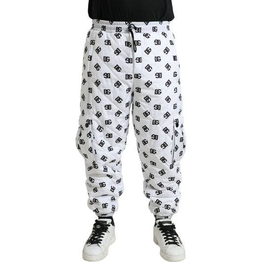 Dolce & Gabbana Chic White Jogger Pants with Iconic DG Print white-logo-dg-print-men-jogger-sweatpants-pants