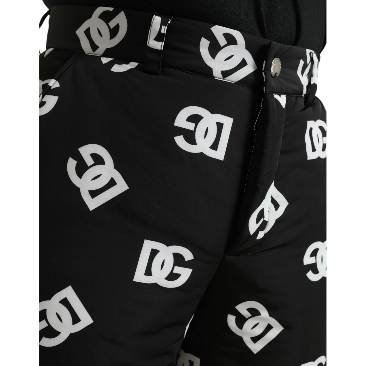 Dolce & Gabbana Elegant Wide Leg Signature Print Pants black-logo-dg-print-wide-leg-pants