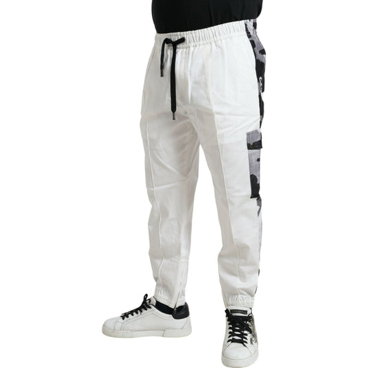 Dolce & Gabbana Elegant White Cotton Blend Jogger Pants white-cotton-blend-jogger-men-sweatpants-pants