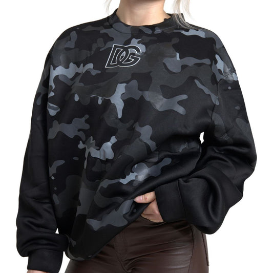 Dolce & Gabbana Elegant Black Camouflage Pullover Sweater black-camouflage-round-neck-sweatshirt-sweater