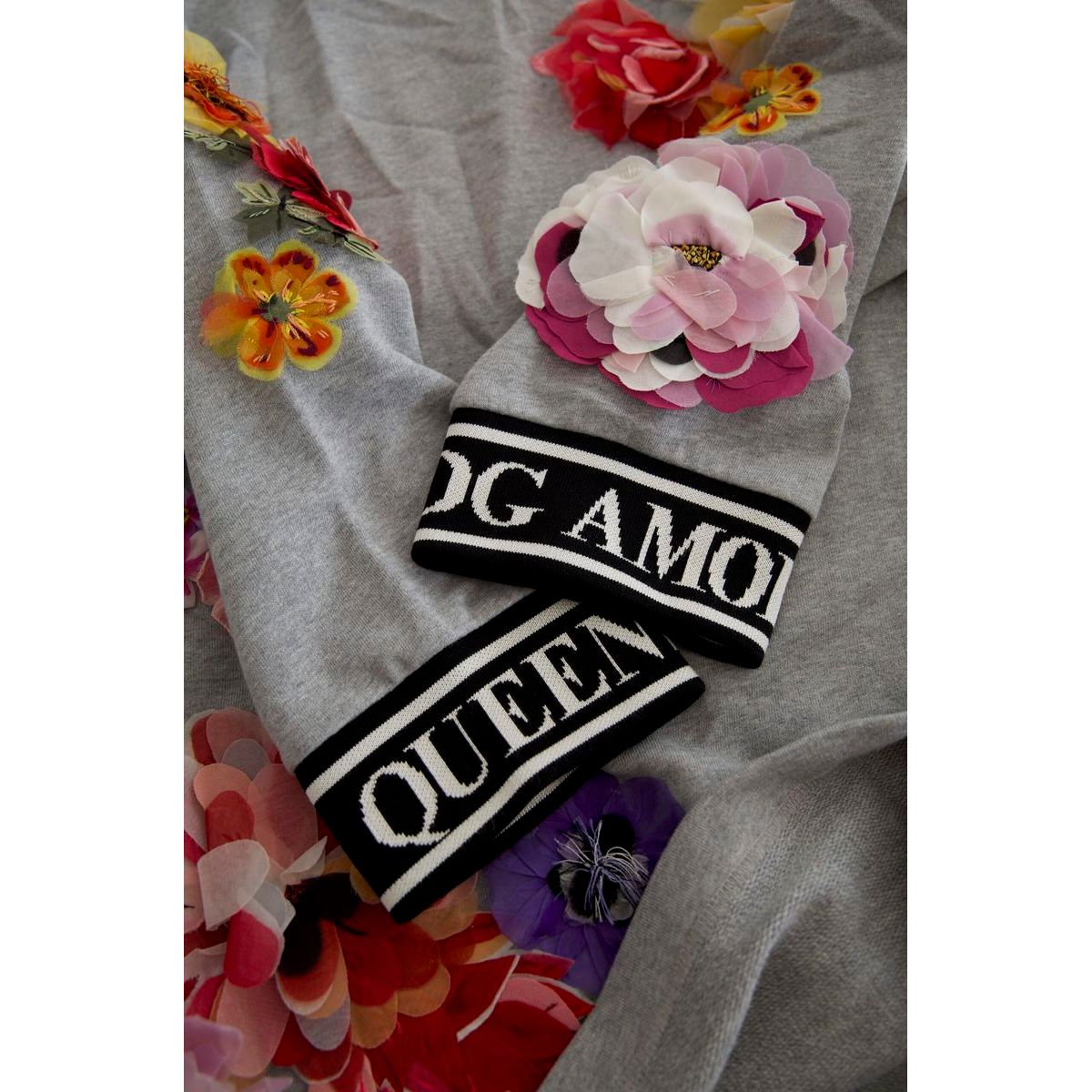 Dolce & Gabbana Chic Embellished Crew Neck Pullover Sweater gray-dg-amore-queen-floral-pullover-sweater