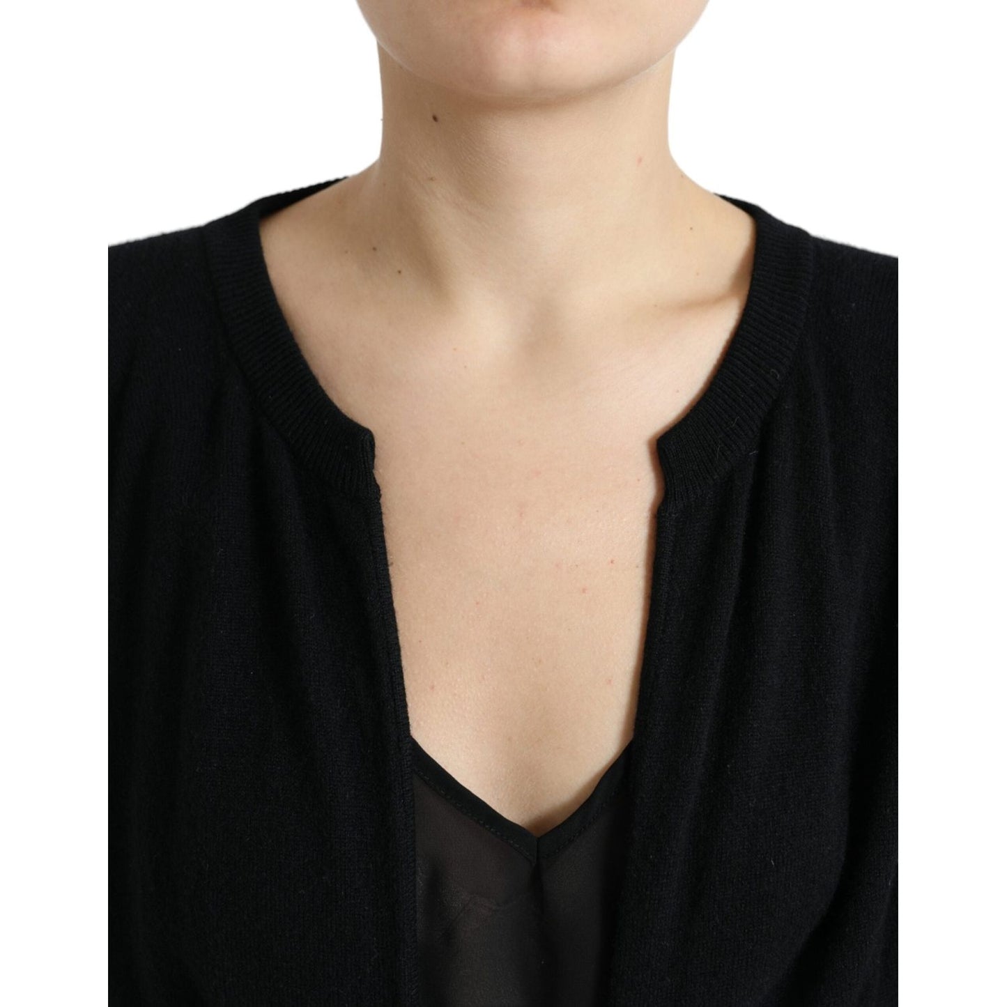 Dolce & Gabbana Elegant Cashmere Cardigan Vest Sweater black-cardigan-cashmere-long-sleeves-sweater