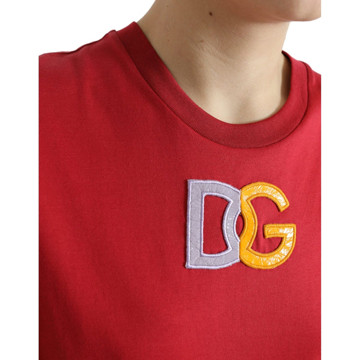 Dolce & Gabbana Elegant Red Cotton Crew Neck Tank Top red-cotton-dg-logo-crew-neck-tank-top-t-shirt