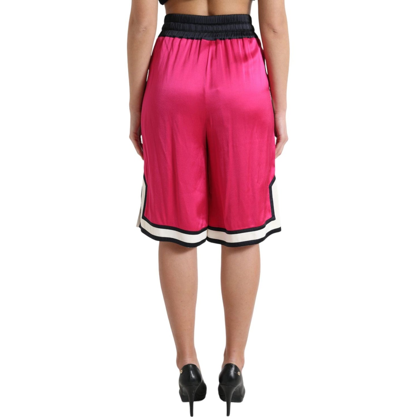 Dolce & Gabbana Chic Pink High Waist Jersey Shorts pink-viscose-jersey-logo-high-waist-shorts