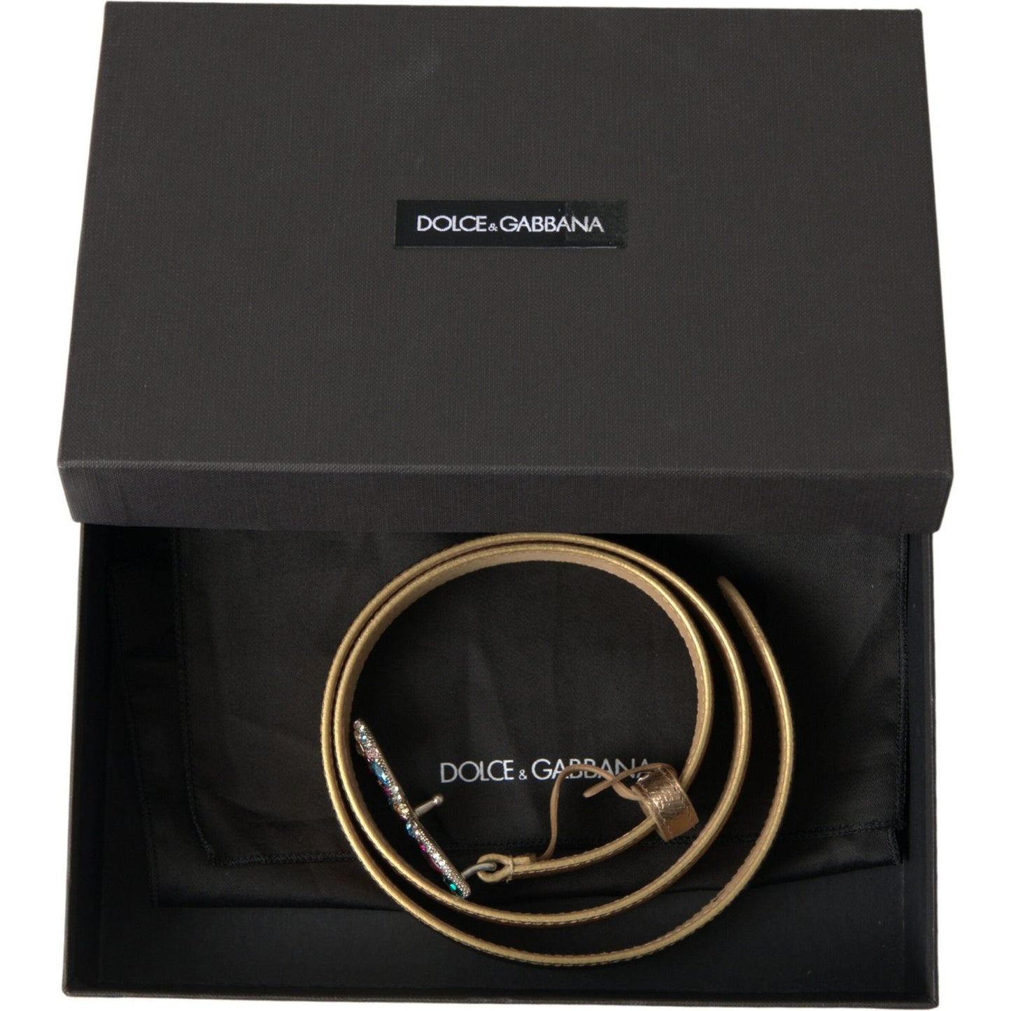 Dolce & Gabbana Crystal-Embellished Gold Leather Belt gold-leather-dg-crystal-buckle-cintura-belt