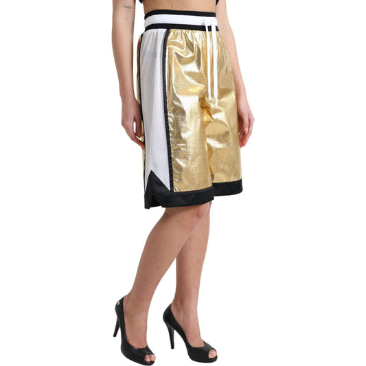 Dolce & Gabbana Elevated Elegance: High Waist Golden Shorts gold-polyester-perforated-high-waist-shorts 465A1055-BG-scaled-bb967995-c70.jpg