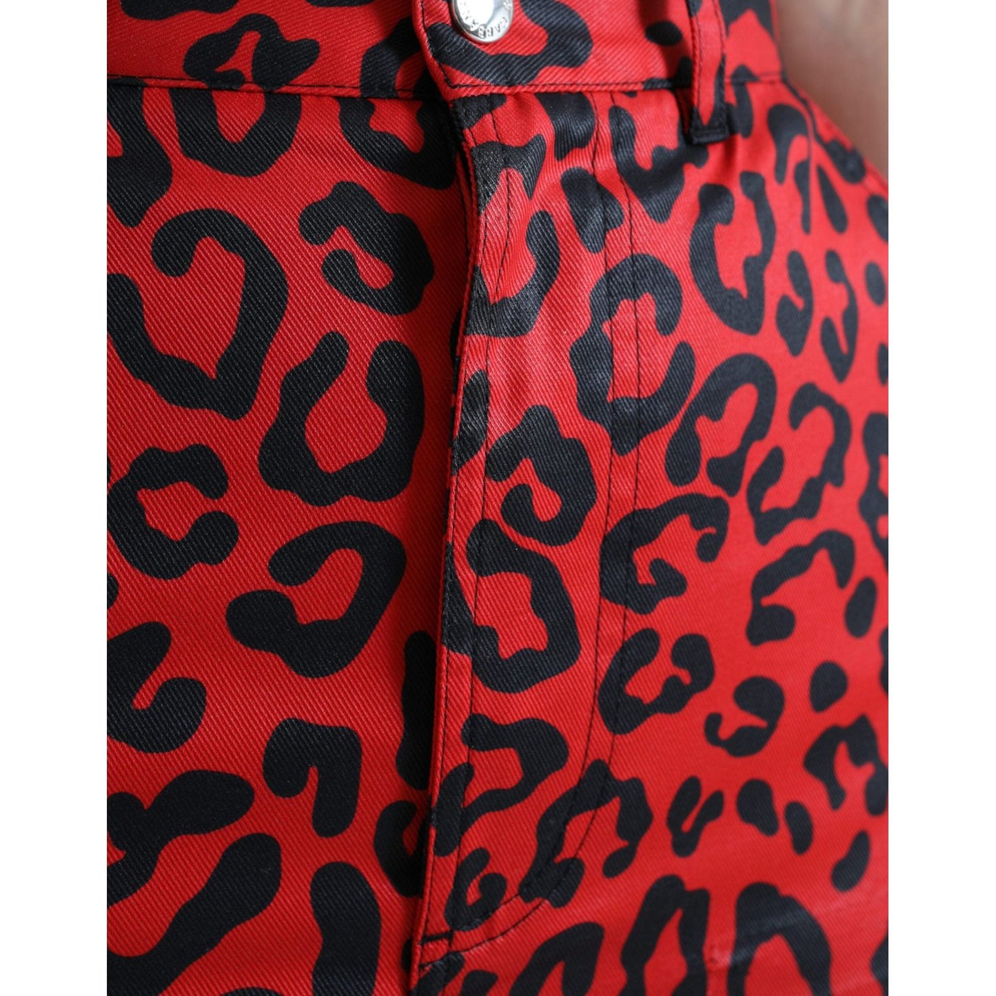 Dolce & Gabbana High Waist Red Leopard Mini Skirt red-leopard-print-cotton-high-waist-mini-skirt