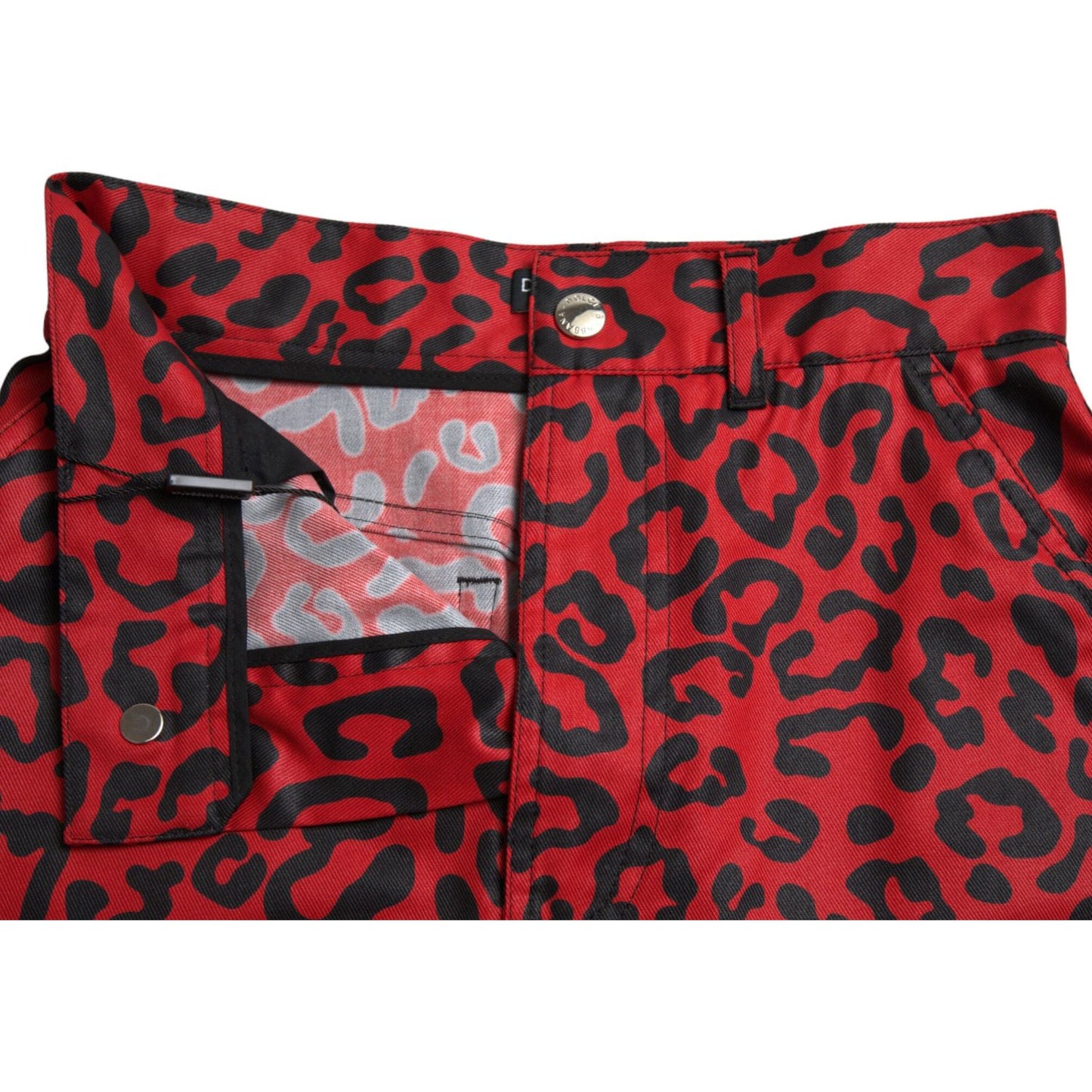 Dolce & Gabbana High Waist Red Leopard Mini Skirt red-leopard-print-cotton-high-waist-mini-skirt
