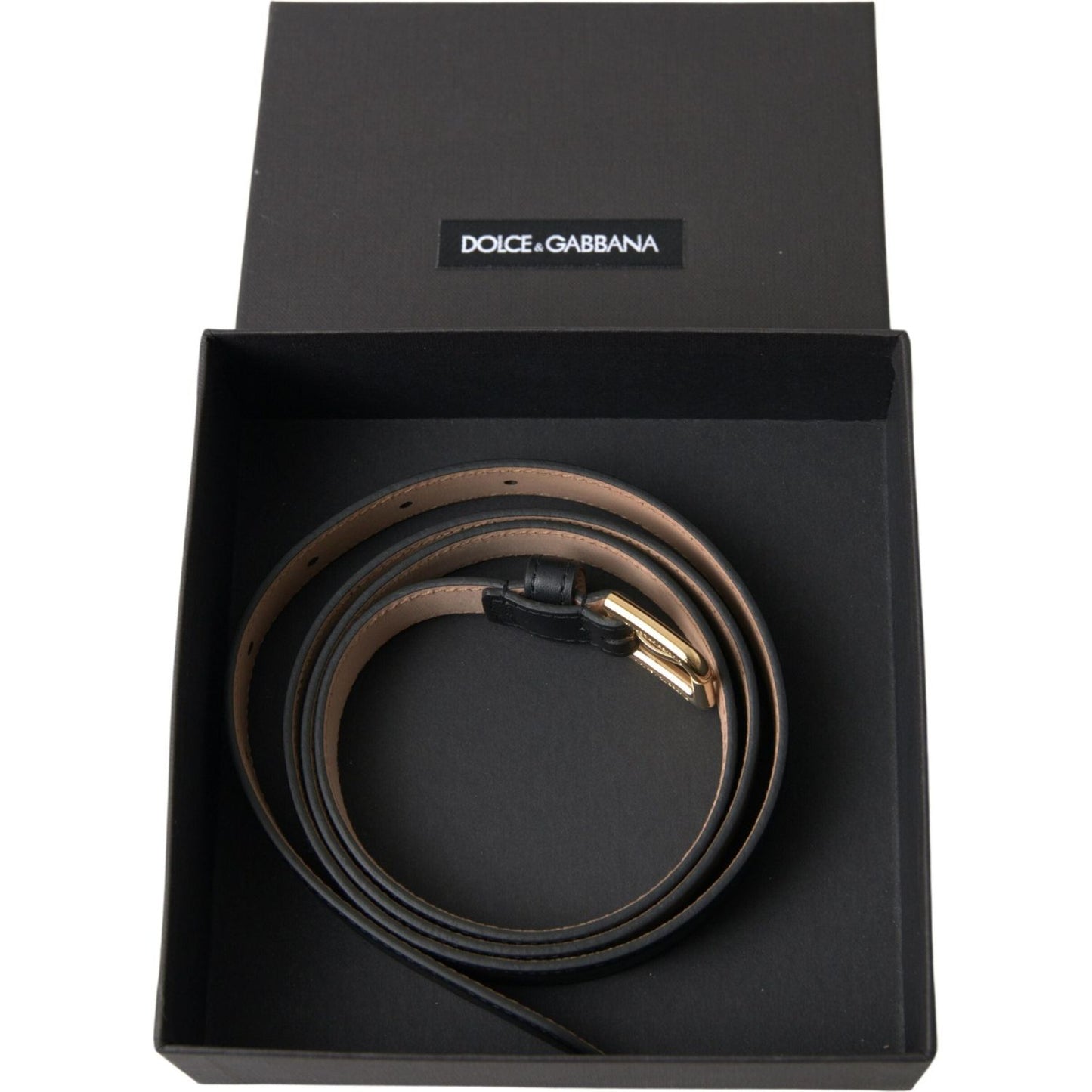 Dolce & Gabbana Elegant Italian Leather Belt with Metal Buckle black-leather-gold-tone-metal-buckle-belt