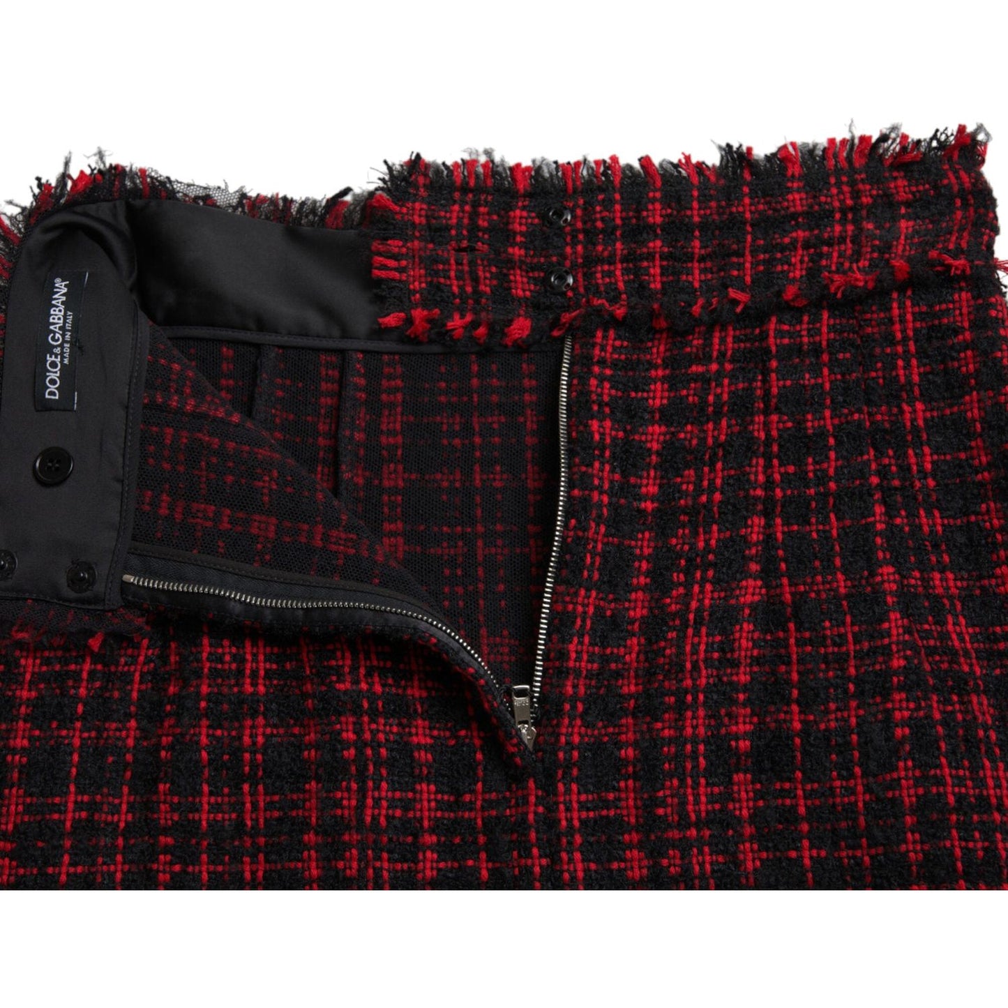 Dolce & Gabbana Tantalizing Tartan High-Waist Mini Skirt black-red-cotton-high-waist-tartan-tweed-mini-skirt