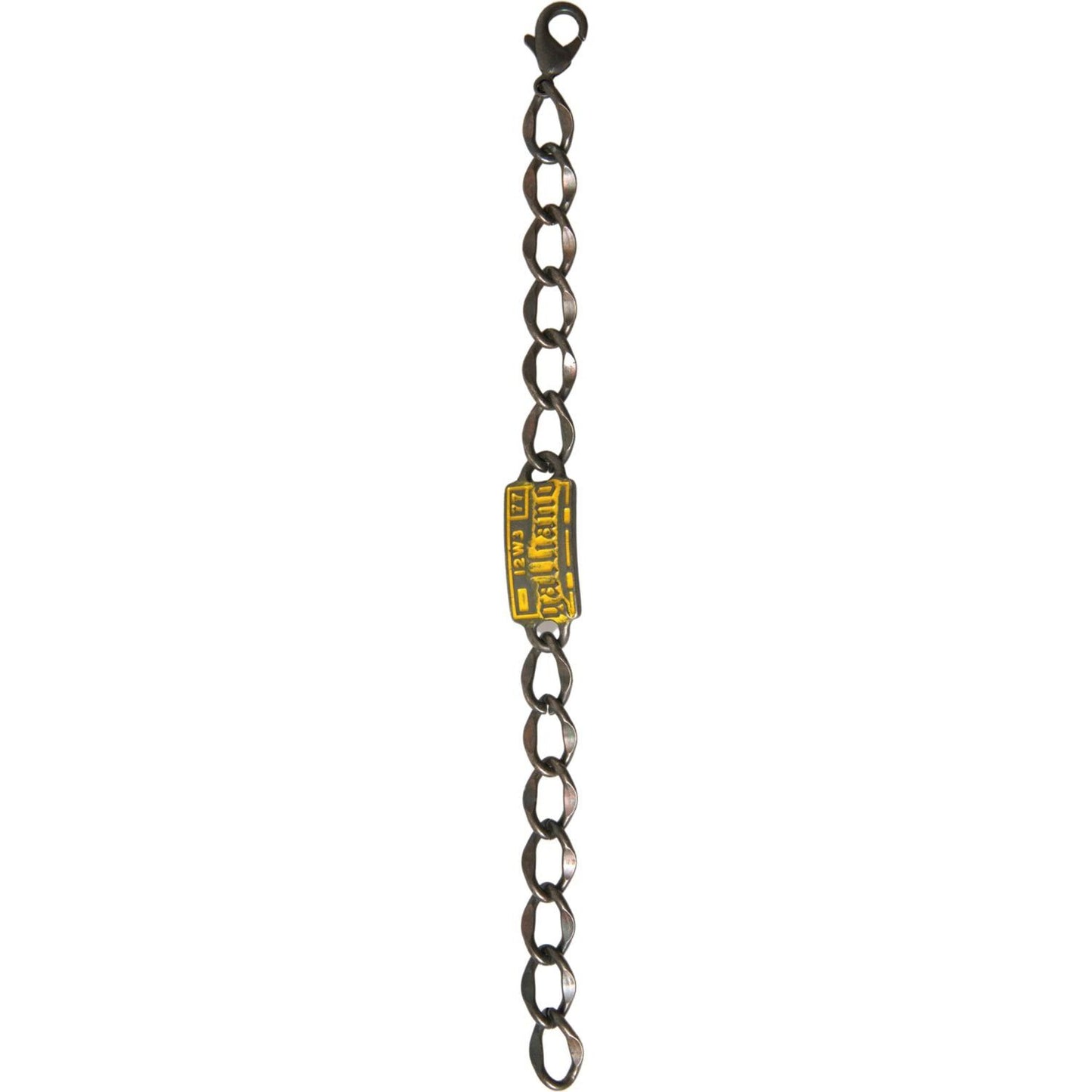 John Galliano Antique Silver Chain Link Bracelet for Women silver-tone-brass-chain-logo-plaque-branded-antique-bracelet
