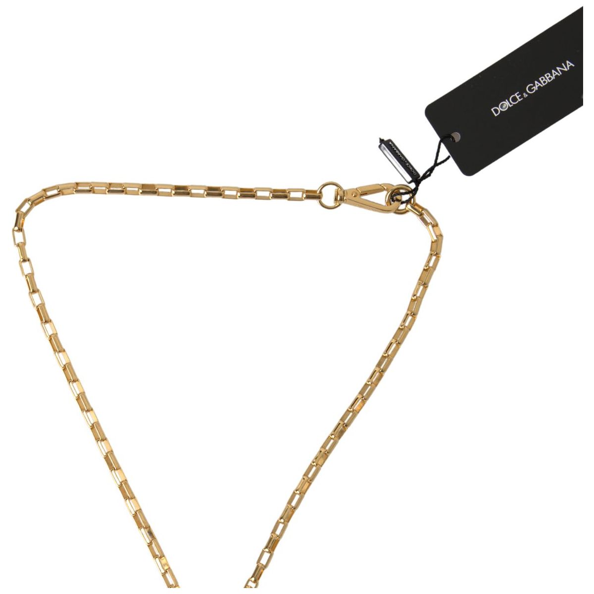 Dolce & Gabbana | Gold Tone Brass Chain Link DG Logo Pendant Necklace | McRichard Designer Brands