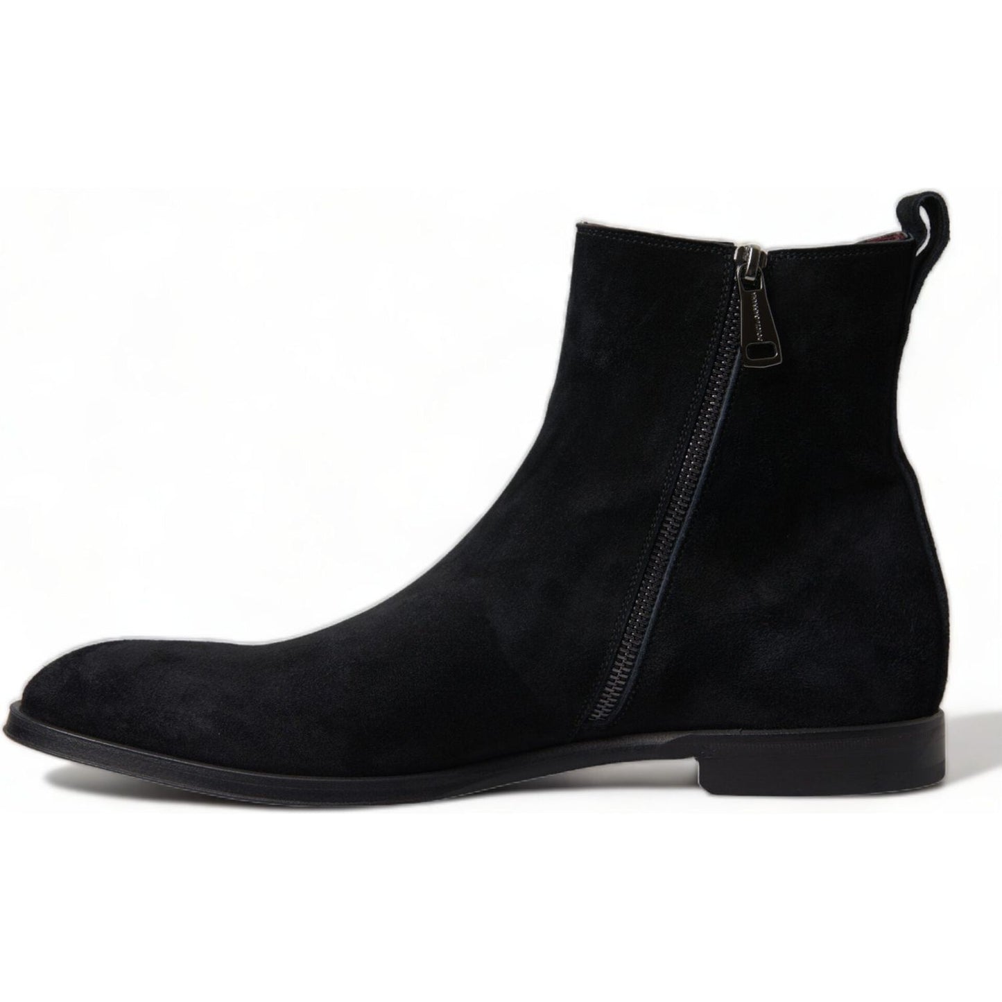 Dolce & Gabbana Elegant Black Velvet Mid-Calf Boots black-suede-leather-mid-calf-men-boots-shoes